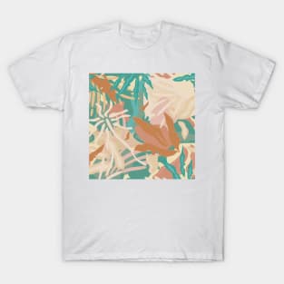 Abstract Tropical Plants / Turquoise and Pastels T-Shirt